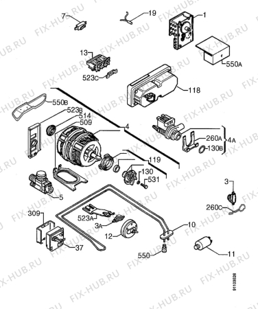 Взрыв-схема посудомоечной машины Aeg F4330 - Схема узла W10 Electric, users manual F