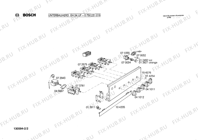 Взрыв-схема плиты (духовки) Bosch 0750231016 EH54UF - Схема узла 02