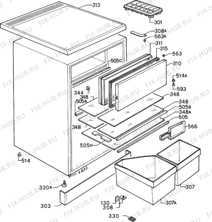 Взрыв-схема холодильника Zanker KS3180T - Схема узла Housing 001