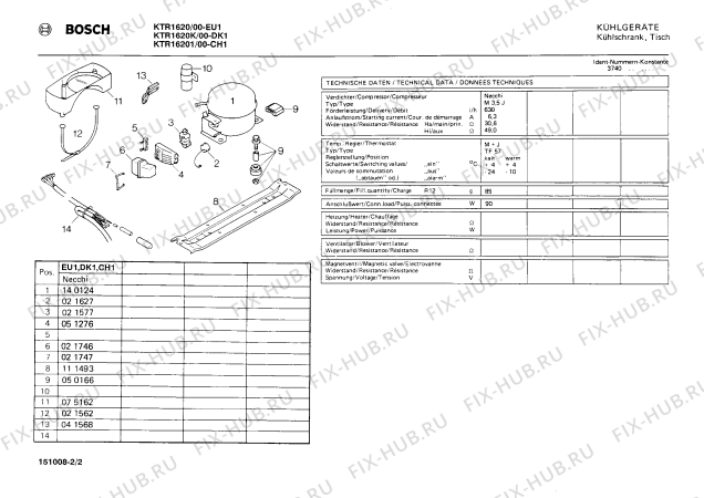 Взрыв-схема холодильника Bosch KTR1620K - Схема узла 02