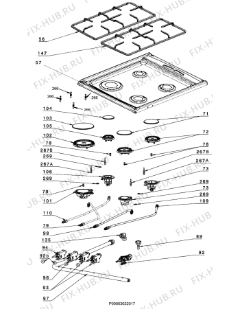 Взрыв-схема плиты (духовки) Aeg Electrolux 11365GM-M - Схема узла Hob