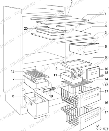 Взрыв-схема холодильника Electrolux AR9671W - Схема узла C10 Interior