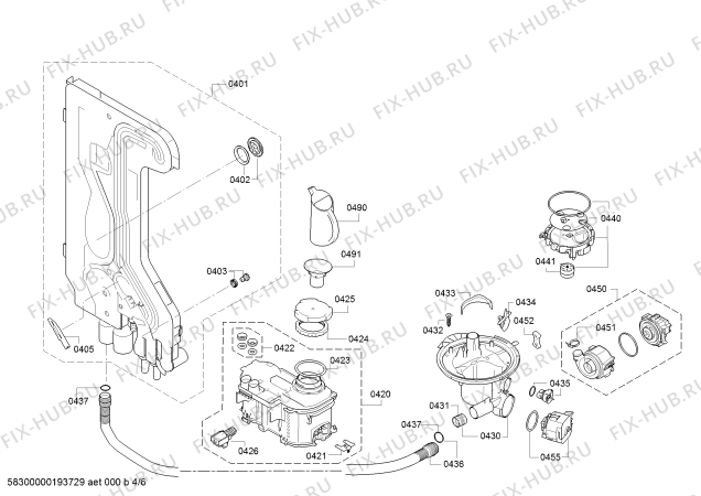 Взрыв-схема посудомоечной машины Bosch SMU61L12SK SilencePlus, Serie 6 - Схема узла 04