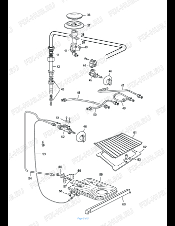 Взрыв-схема плиты (духовки) DELONGHI HGW 554 GB - Схема узла 2