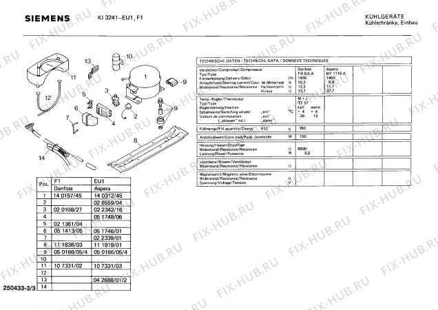 Взрыв-схема холодильника Siemens KI3241 - Схема узла 03