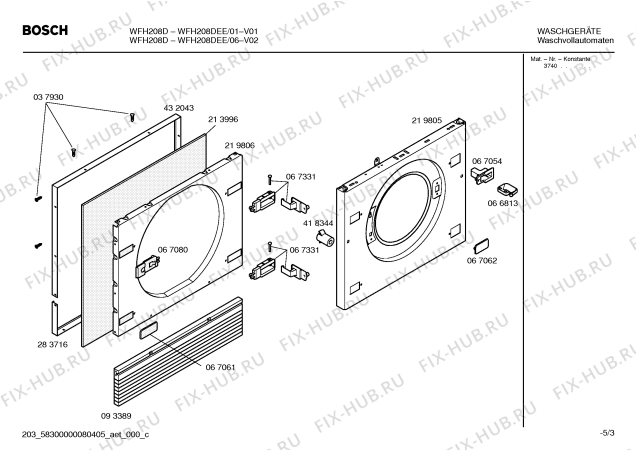 Взрыв-схема стиральной машины Bosch WFH208DEE Maxx WFH208D - Схема узла 03