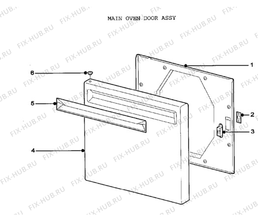 Взрыв-схема плиты (духовки) Tricity Bendix SB200/1 - Схема узла Door, main (large)