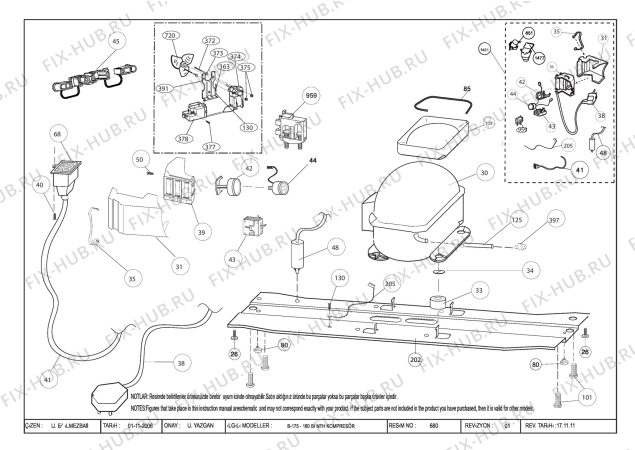 Схема №5 B1750HCA (7219748718) с изображением Микрокомпрессор для холодильника Beko 4929694100