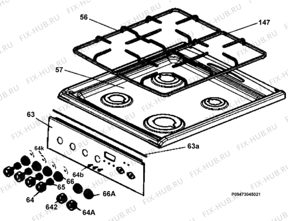 Взрыв-схема плиты (духовки) Electrolux EKK513511X - Схема узла Section 4