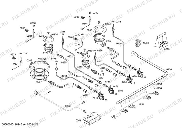 Схема №2 PCK755UC с изображением Устройство поджига для плиты (духовки) Siemens 00640584