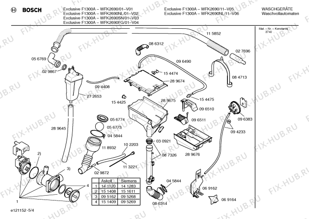 Взрыв-схема стиральной машины Bosch WFK2690SN Exclusiv F1300A - Схема узла 04