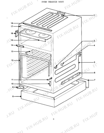 Взрыв-схема плиты (духовки) Tricity Bendix SB200/1 - Схема узла Oven