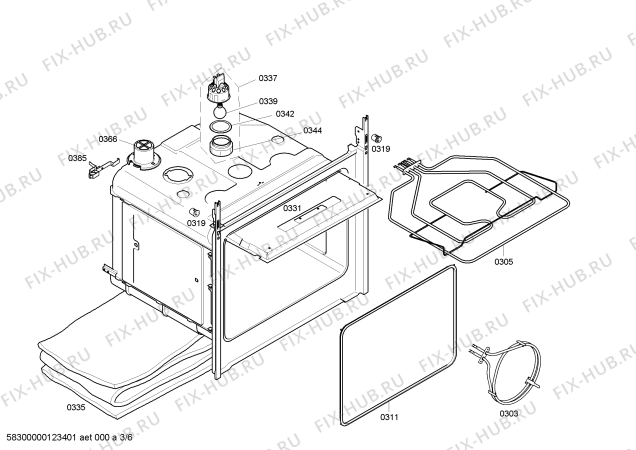 Взрыв-схема плиты (духовки) Bosch HBN136551B - Схема узла 03