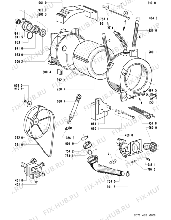 Взрыв-схема стиральной машины Whirlpool AWM 483/3 - Схема узла