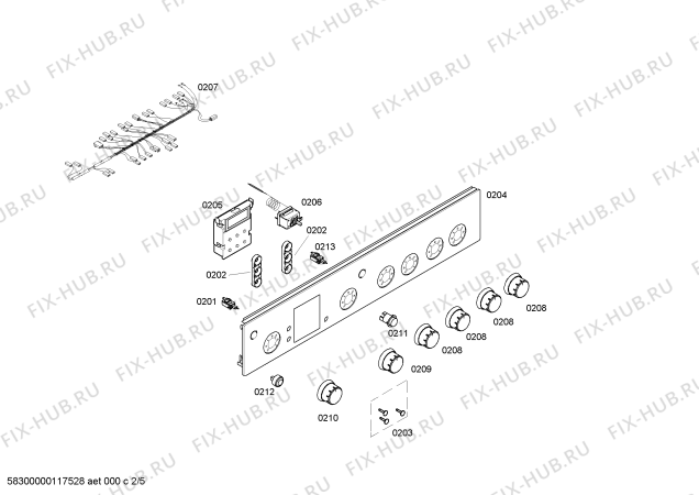 Взрыв-схема плиты (духовки) Bosch HSG342050U - Схема узла 02