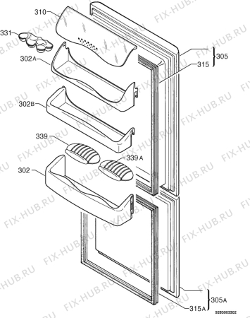 Взрыв-схема холодильника Zanussi ZK26/11R2 - Схема узла Door 003