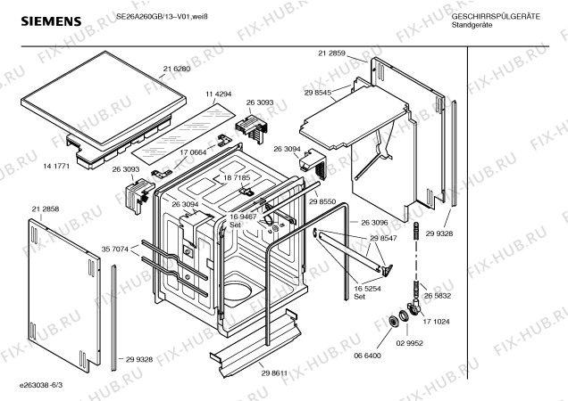 Взрыв-схема посудомоечной машины Siemens SE26A260GB Extraklasse - Схема узла 03