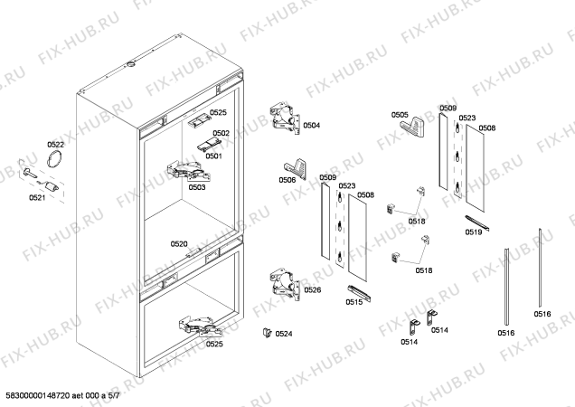 Схема №4 K7791X0 с изображением Панель для холодильной камеры Bosch 00673240