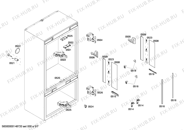 Схема №4 B36IT71SN с изображением Крышка для холодильника Bosch 00617808