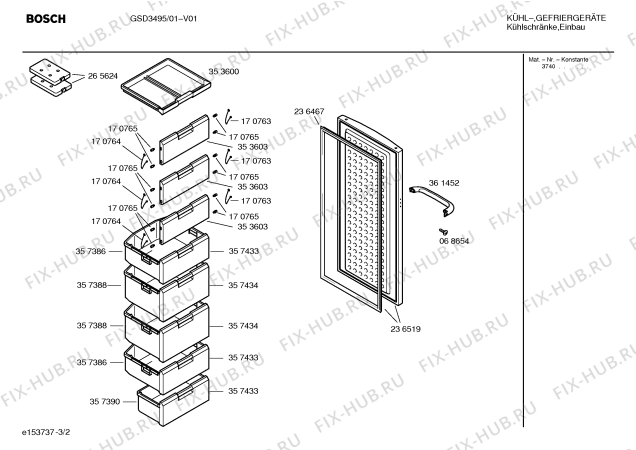 Схема №3 GSD3495 с изображением Крепежный набор для холодильной камеры Bosch 00481088