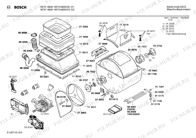 Взрыв-схема стиральной машины Bosch WOV4800 - Схема узла 05