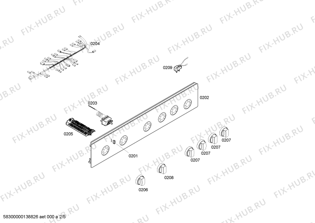 Схема №5 FRM4801W с изображением Панель управления для духового шкафа Bosch 00672511