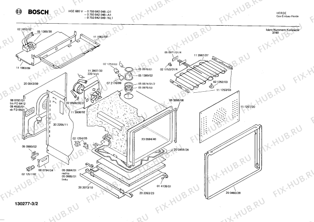 Взрыв-схема плиты (духовки) Bosch 0750842049 HGE680V - Схема узла 02