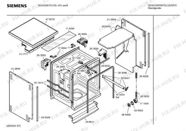 Взрыв-схема посудомоечной машины Siemens SE25A267EU - Схема узла 03