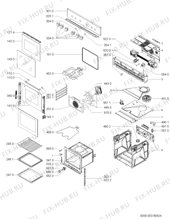 Схема №1 AKZ 205/IX с изображением Обшивка для плиты (духовки) Whirlpool 481245240184