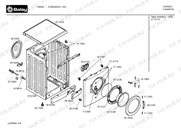 Схема №4 3TS650A TS650 с изображением Таблица программ для стиралки Bosch 00189511