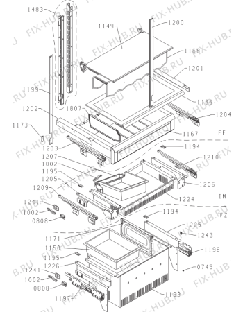 Схема №1 RWF2826S (452804, VCZLF3877) с изображением Ящик (корзина) для холодильника Gorenje 295156