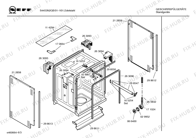 Схема №6 S4453N2GB с изображением Панель управления для посудомоечной машины Bosch 00365124