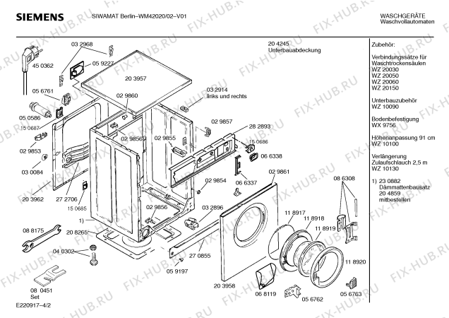 Схема №3 WM42020 SIWAMAT Berlin с изображением Инструкция по эксплуатации для стиралки Siemens 00517224