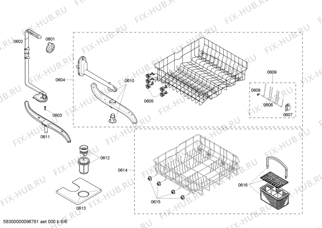 Взрыв-схема посудомоечной машины Bosch SHX33A02UC Bosch - Схема узла 06