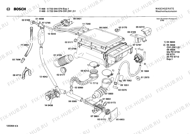 Схема №4 0722044574 V468 с изображением Ручка для стиралки Bosch 00085984