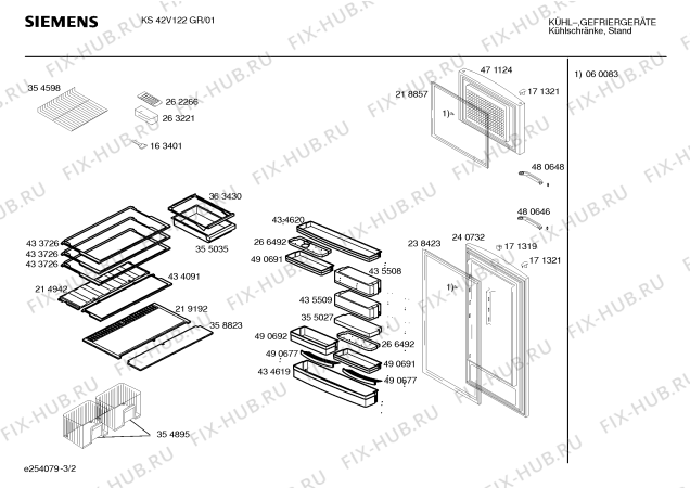 Взрыв-схема холодильника Siemens KS42V122GR - Схема узла 02