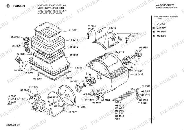 Взрыв-схема стиральной машины Bosch 0722044530 V360 - Схема узла 04