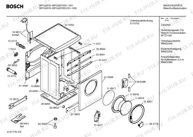 Схема №4 WFG2070 с изображением Панель управления для стиральной машины Bosch 00359444