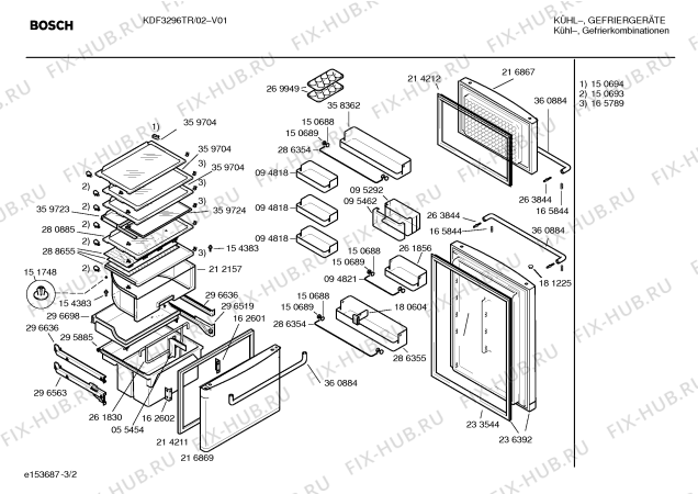 Схема №3 KKE3495 с изображением Уплотнитель двери для холодильника Bosch 00233544