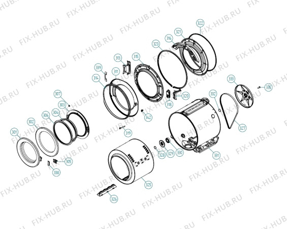 Взрыв-схема стиральной машины Asko W6863 CE   -White #90686310 (337782, WM60.2) - Схема узла 03