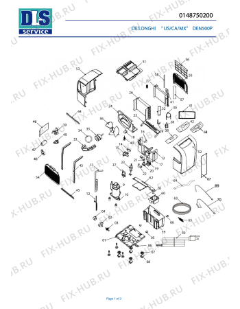 Схема №1 DEN 500 P с изображением Вапорайзер для электроувлажнителя воздуха DELONGHI NE1545