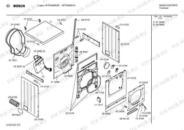 Схема №5 WTA3606GB Logixx с изображением Инструкция по установке и эксплуатации для сушилки Bosch 00580994