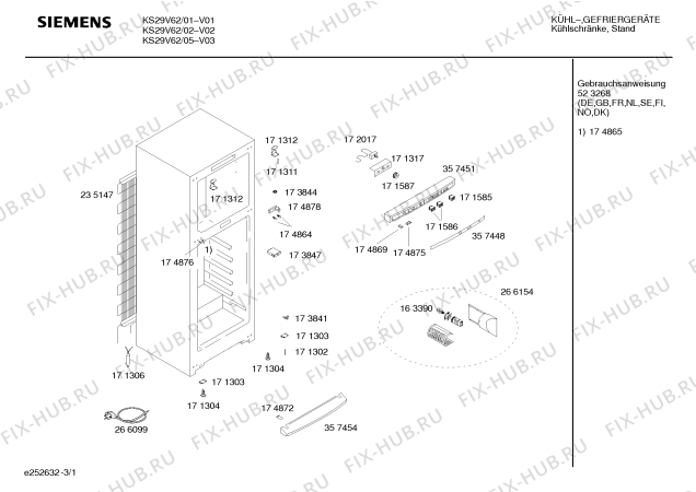 Схема №3 KS29V62 с изображением Панель управления для холодильной камеры Siemens 00357451