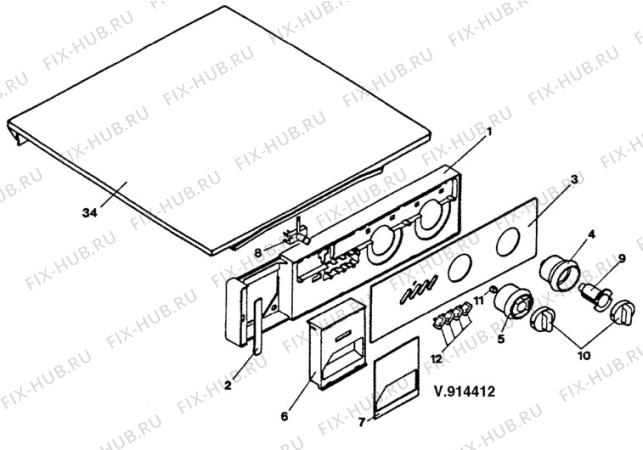 Взрыв-схема стиральной машины Elektro Helios TF806-2 - Схема узла W30 Panel,User manual B