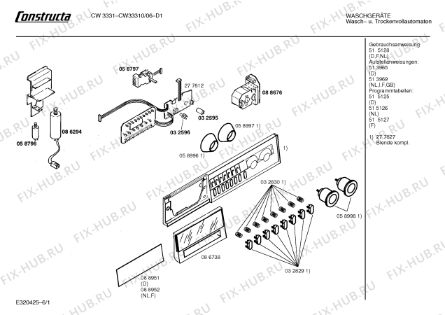Схема №6 CW33310 CW3331 с изображением Панель управления для стиральной машины Bosch 00277827