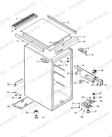 Взрыв-схема холодильника Tricity Bendix UF303W - Схема узла Cabinet + furniture (extra)