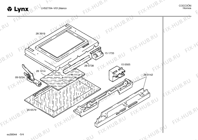 Взрыв-схема плиты (духовки) Lynx LH527 - Схема узла 04