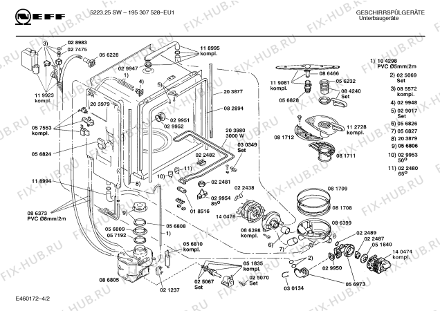 Взрыв-схема посудомоечной машины Neff 195307528 5223.25SW - Схема узла 02