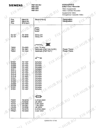 Схема №12 FM711R1 с изображением Блок питания для видеоэлектроники Siemens 00791959