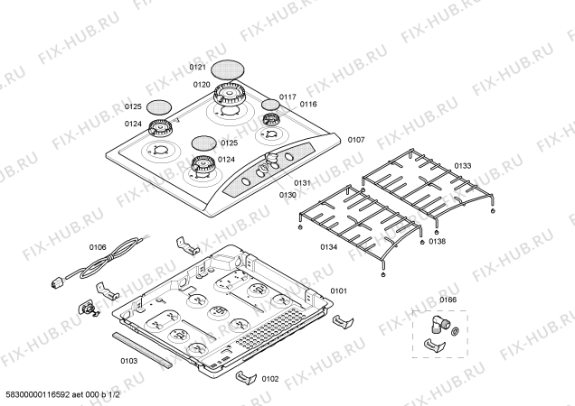 Схема №1 T2324W1EU с изображением Столешница для плиты (духовки) Bosch 00218976